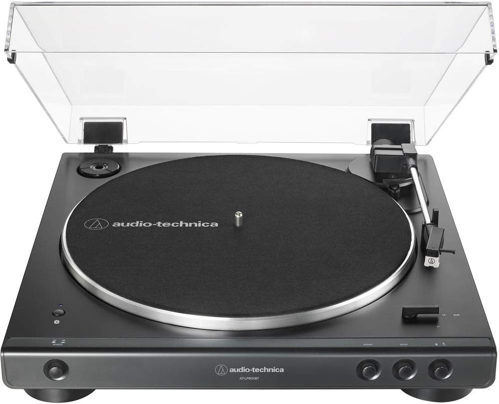 Stereo Turntable with Bluetooth (Black) + Powered Studio Monitors + Headphones + Dual Adapter Cable + Rip Ties X657734