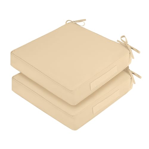 Waterproof Outdoor Chair Cushions Set of 2, Square 19 x 19 with Ties and Removable Covers L98387