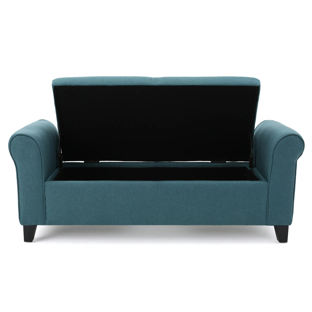 Dark Teal Upholstered Storage Ottoman C7018