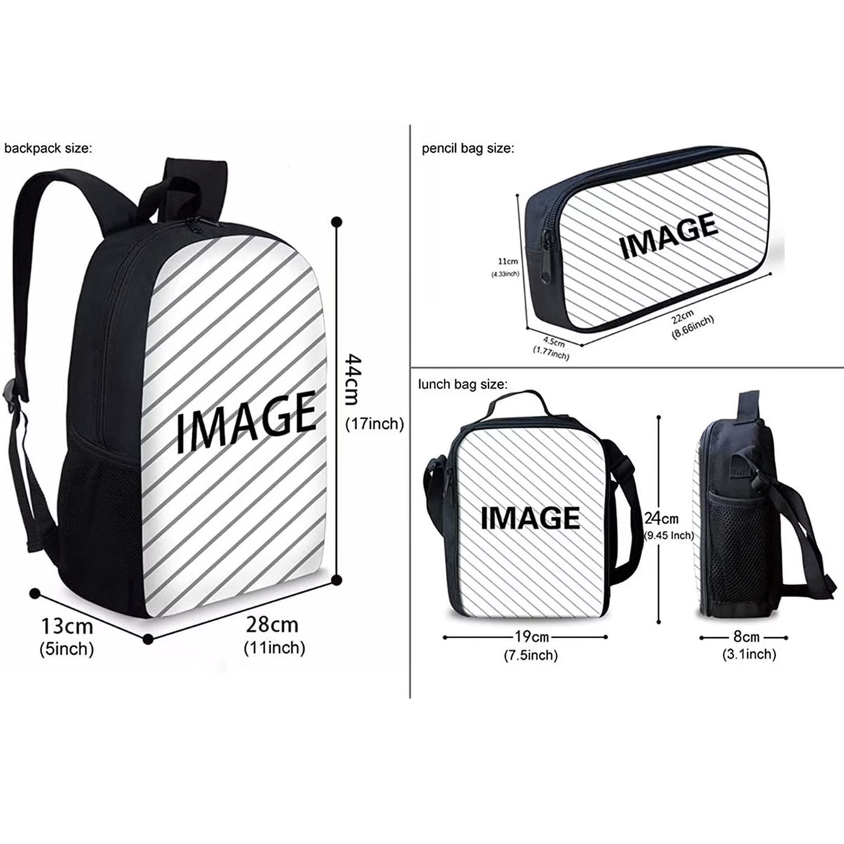 Panda Backpack Set with Lunch Bag and Pencil Case, 3-Pieces I220