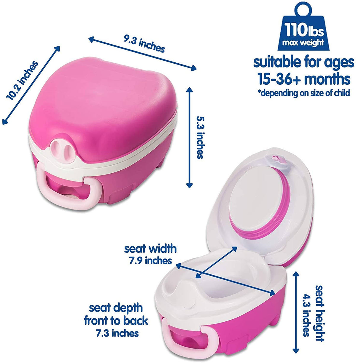 Pink Travel Potty Portable Toddler Toilet Seat U98397