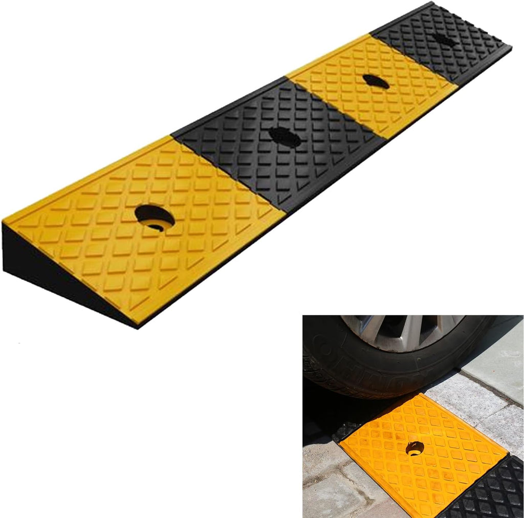 2" Rubber Curb Ramps Heavy Duty Loading Threshold Ramp 39.3x5.9x2 Inch S6768