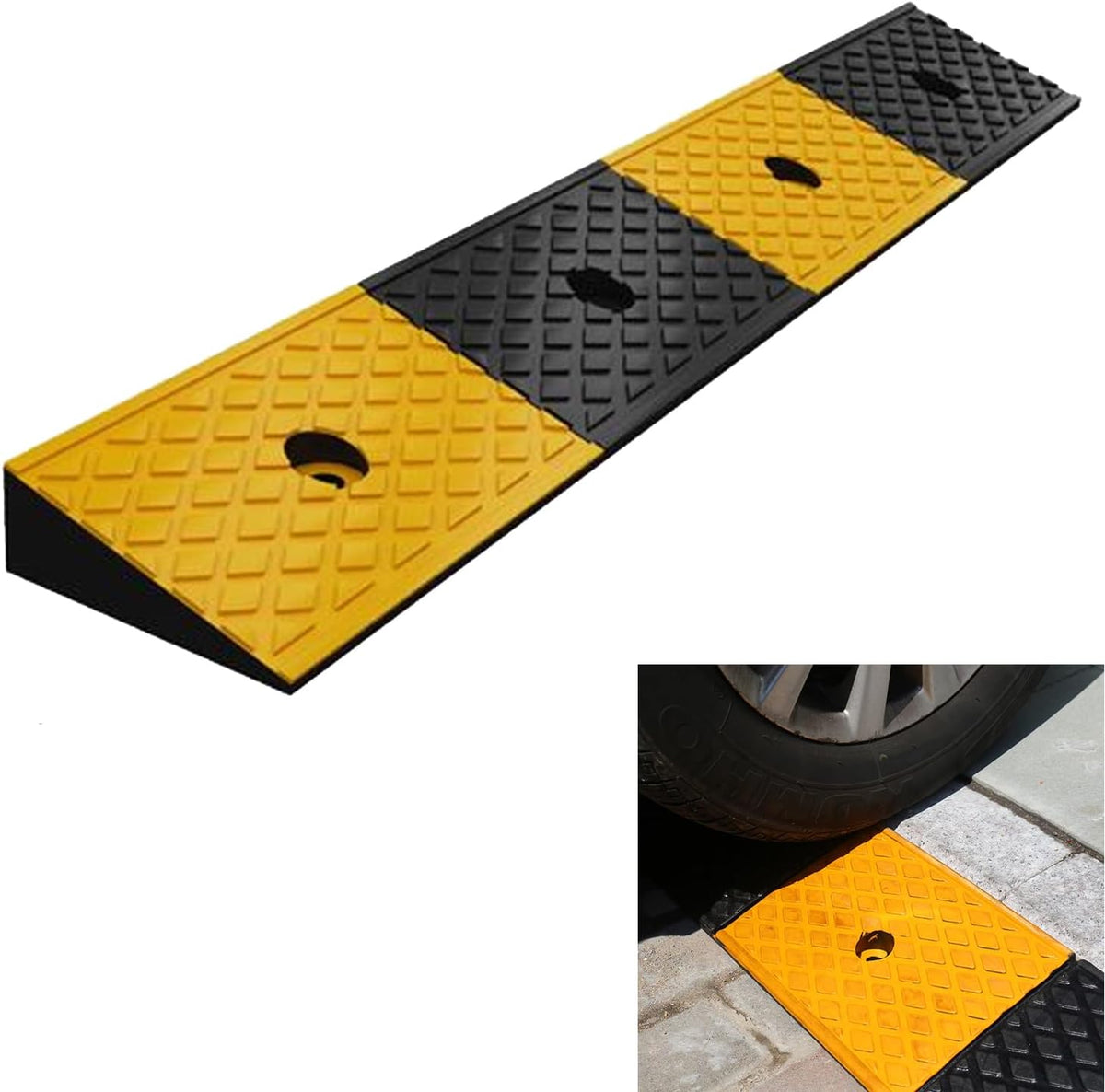2" Rubber Curb Ramps Heavy Duty Loading Threshold Ramp 39.3x5.9x2 Inch S6768