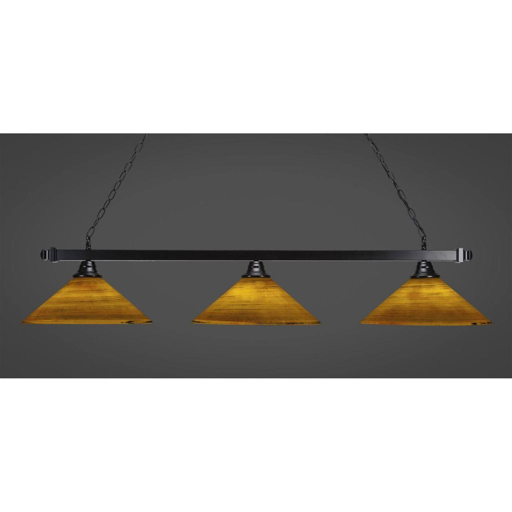16 inch Three Light Billiard Firr Matte Black Finish G758