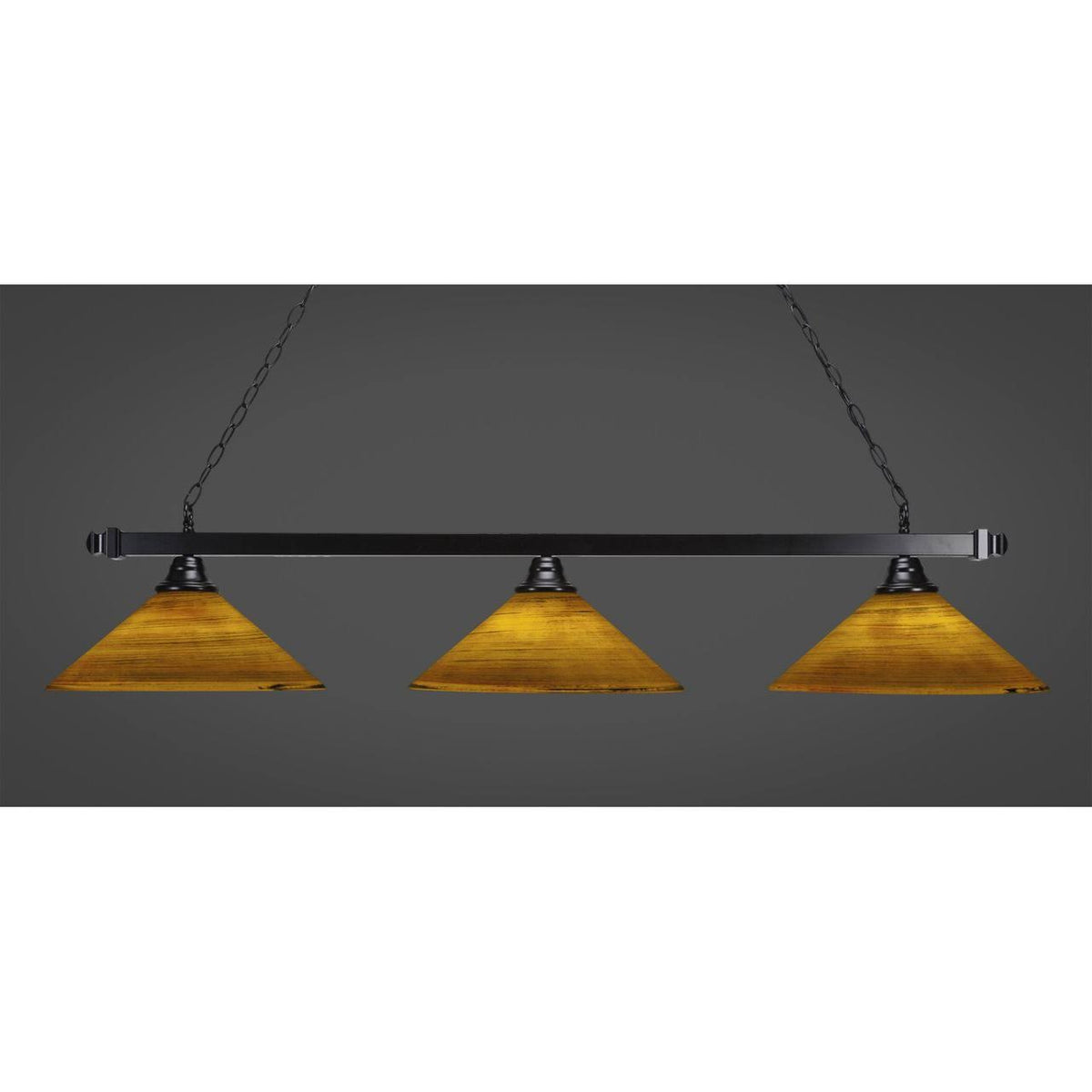16 inch Three Light Billiard Firr Matte Black Finish G758