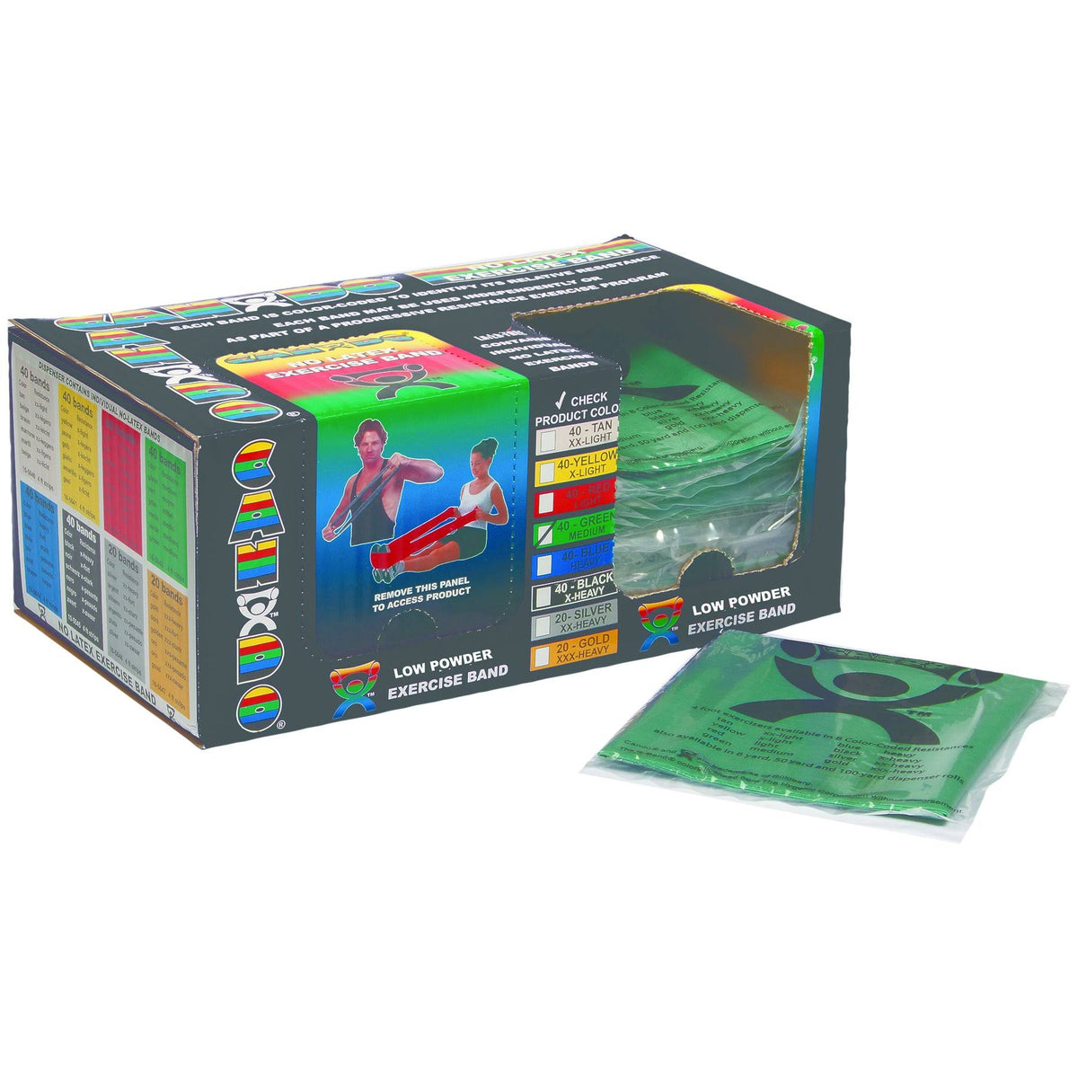 Low Powder Exercise Band - Box of 40, 5-Piece Set E33205