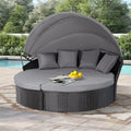 4 Piece Black Wicker Outdoor Daybed Set with Cushions M542177