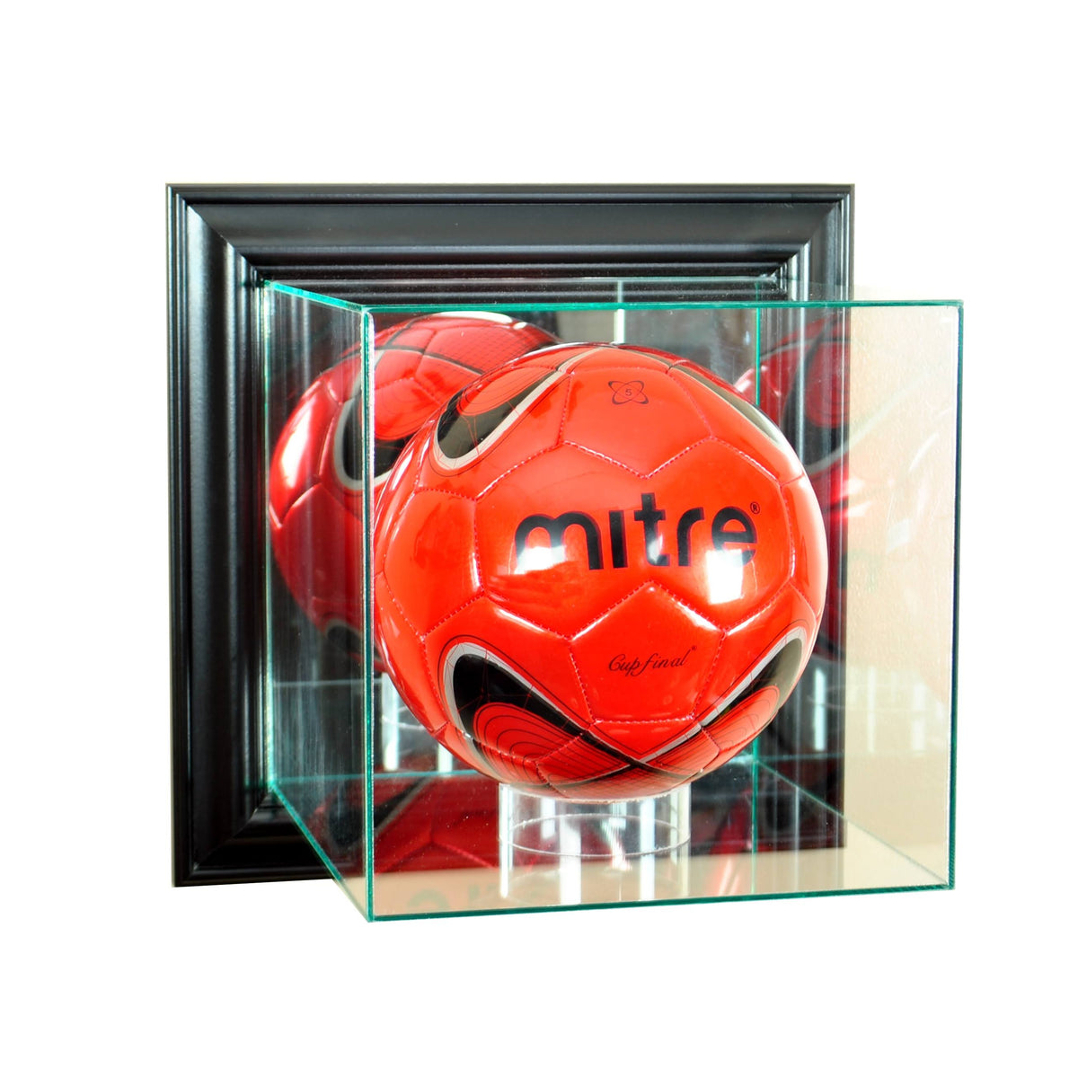 Soccer Display Case Wall Mounted with Black Wood H72904