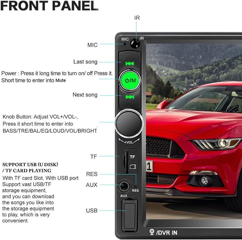 7 Inch Double Din Touchscreen Car Stereo with Bluetooth and Backup Camera B97232