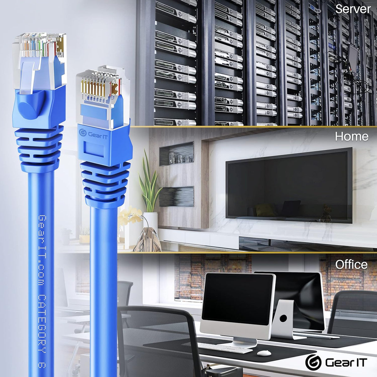 Cat 6 Ethernet Cable 100 ft 5-Pack Blue D38757