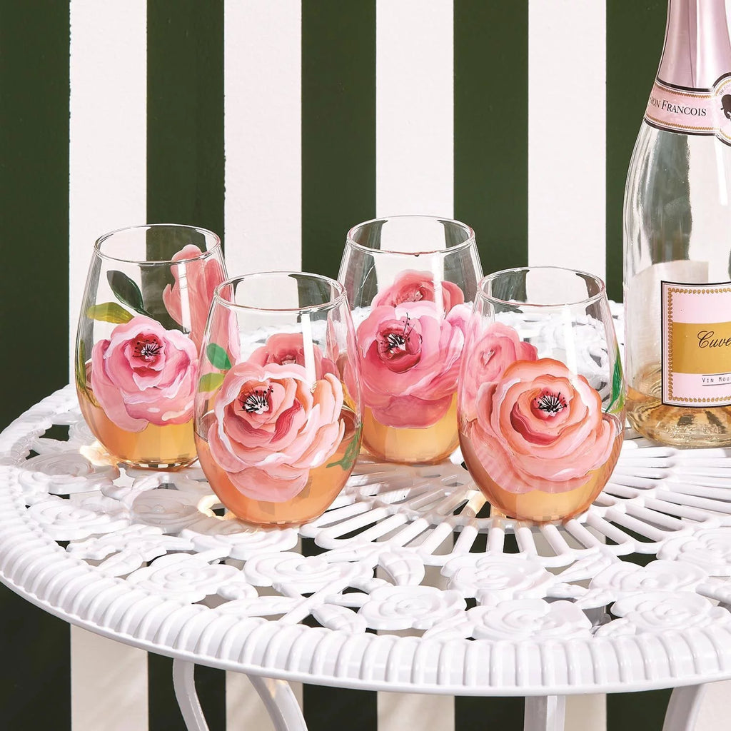 Roses Wine Glass Set of 4 Z834