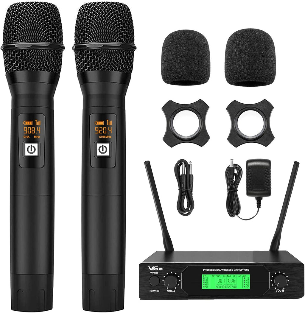 Wireless Microphone System, Metal Dual UHF Cordless Dynamic Mic Handheld Q4510