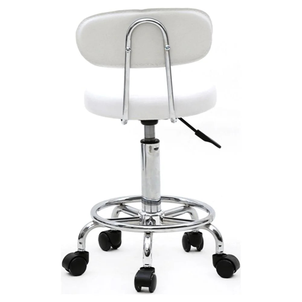 White Adjustable PU Leather Rolling Stool I106321