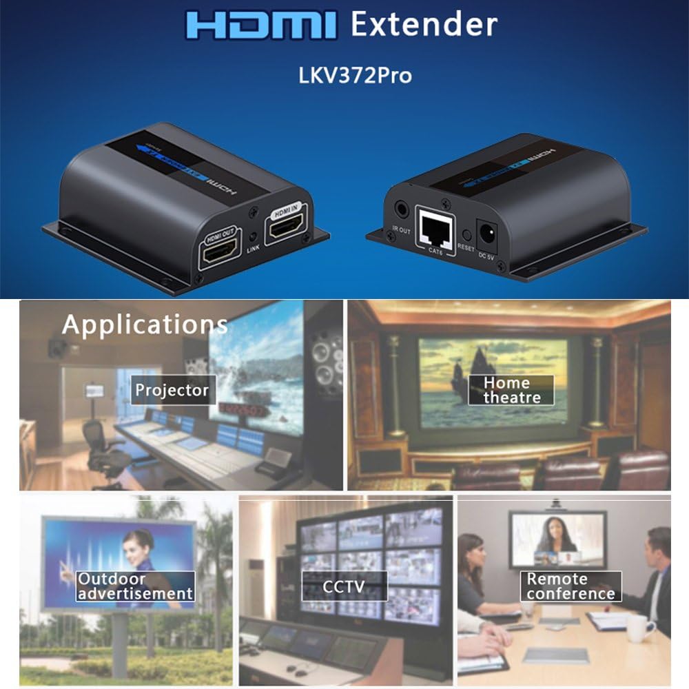 HDMI Extender with Loop-Out Local Display, 1080P up to 196ft Over Cat6 Ethernet Cable with IR Blaster Pack of 2 L608751