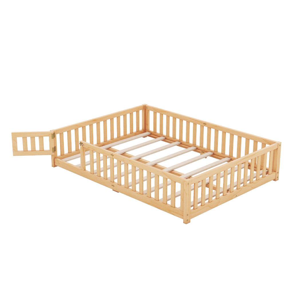 Queen Size Bed Floor Bed with Safety Guardrails Z453795