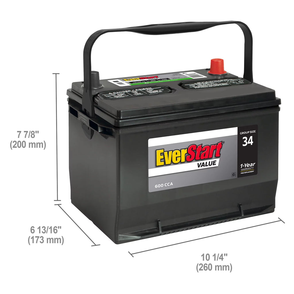 Lead Acid Automotive Battery Group Size 34 12 Volt 600 CCA J397