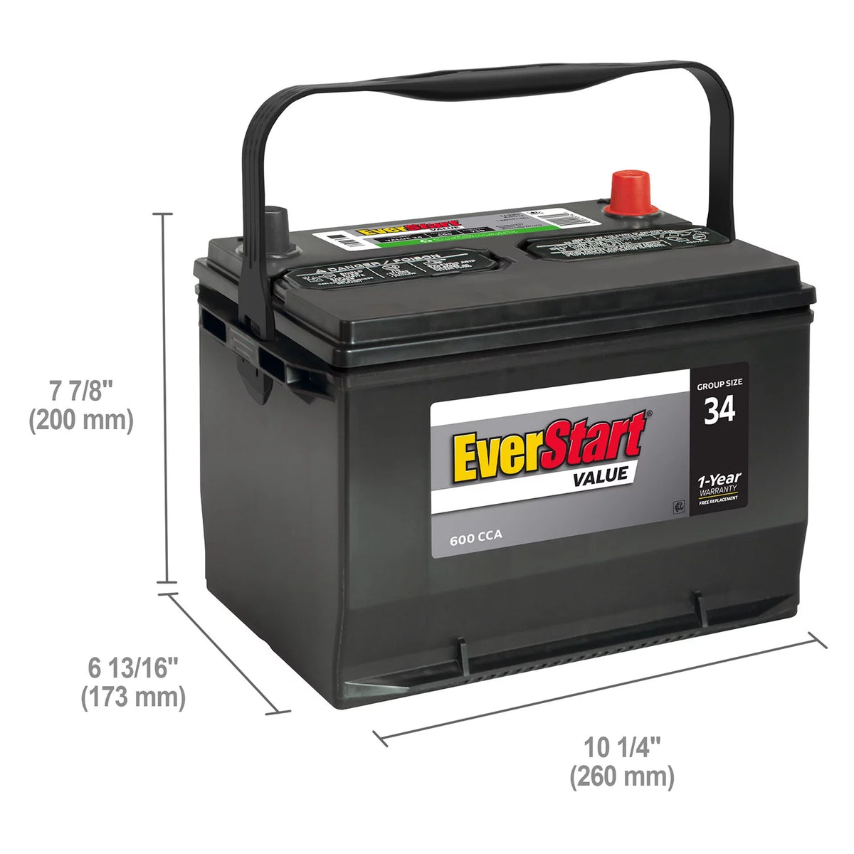Lead Acid Automotive Battery Group Size 34 12 Volt 600 CCA J397