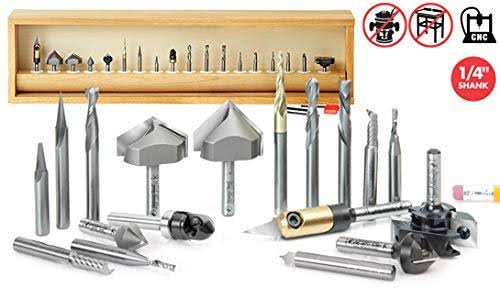 18-Pc CNC Router Bit Collection, 1/4 Shank I886540