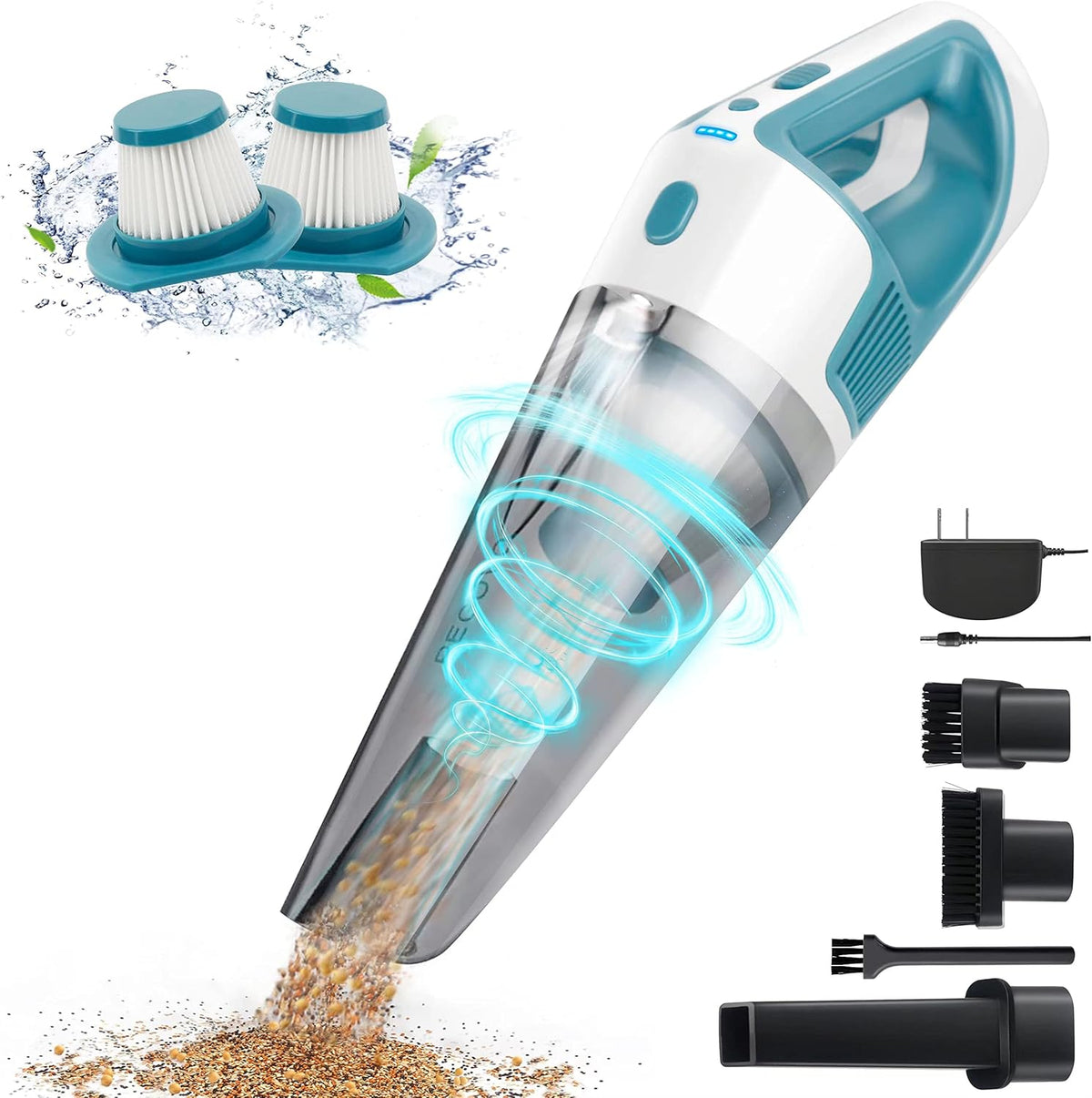 Handheld Vacuum Cordless 9000PA High Power, Rechargeable with LED, Dry/Wet, Pack of 2 I907669
