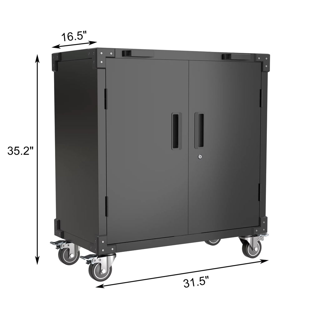 Lockable Steel Storage Cabinet with Adjustable Shelves and Wheels, Black D821230