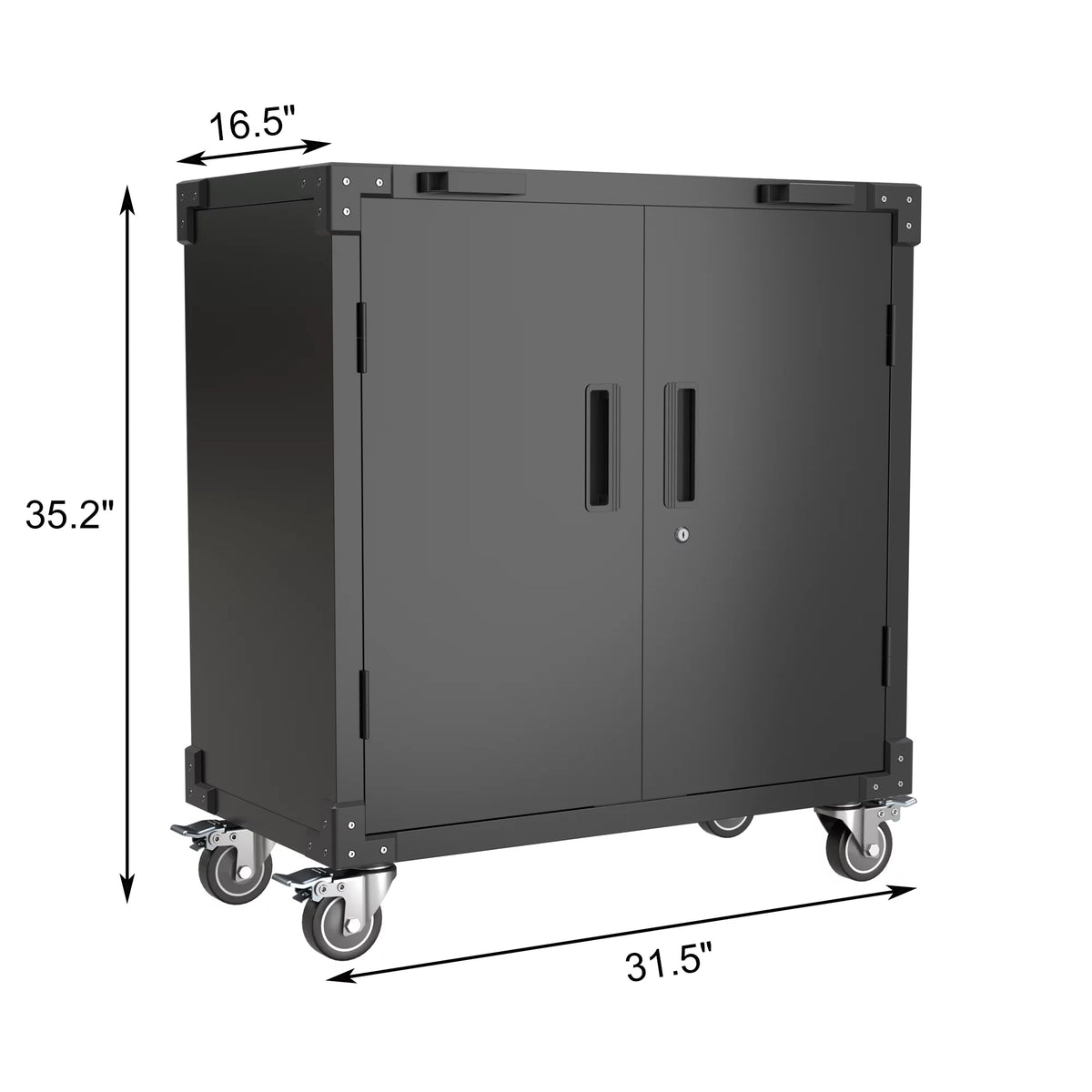 Lockable Steel Storage Cabinet with Adjustable Shelves and Wheels, Black D821230