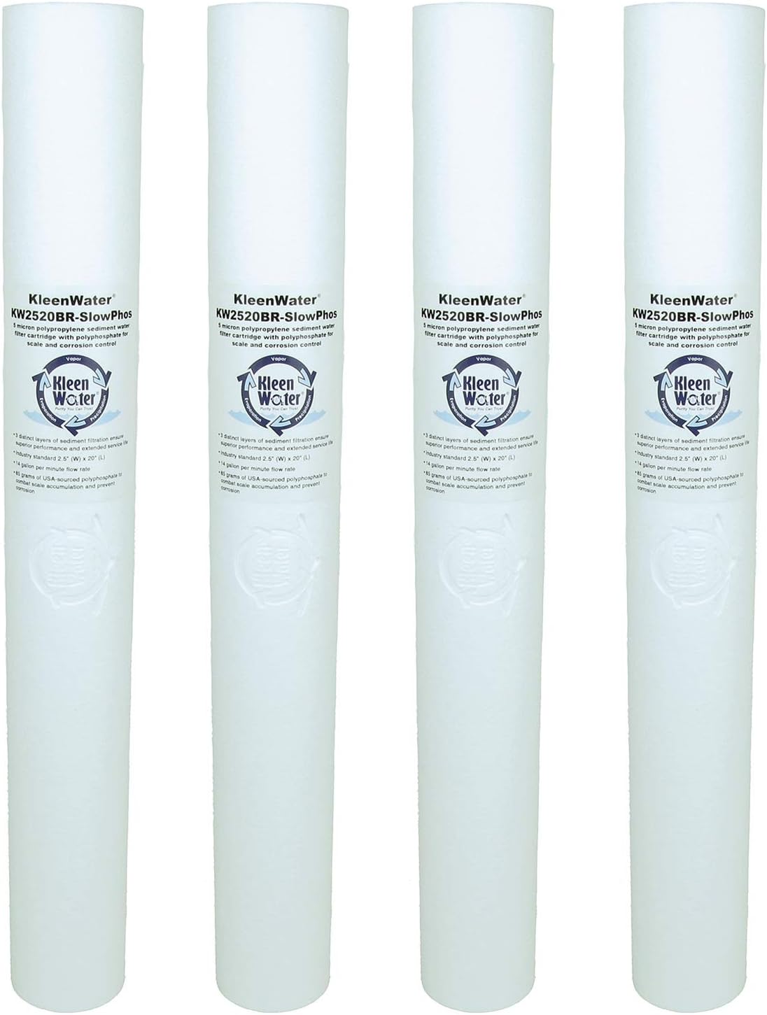 5 Micron Polyphospate Water Filter Replacement Cartridges, Set of 4 M349