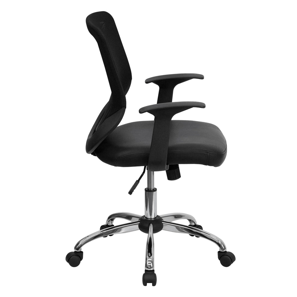 Black and Metallic Gray Contemporary Executive Swivel Office Chair C1592