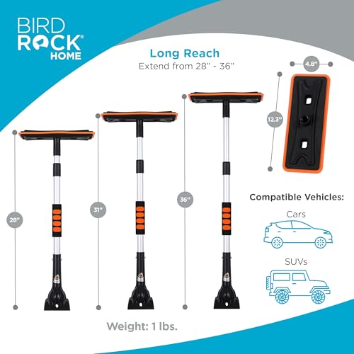 55" Extendable Snow Brush with 14" Foam Head & Detachable Scraper P425