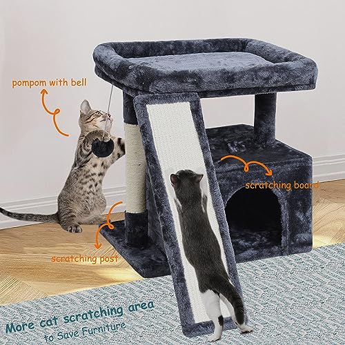Light Grey Cat Tree with Scratching Post and Perch L1635