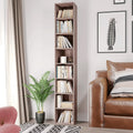 Dark Oak 8 Shelves Narrow Bookcase J59266