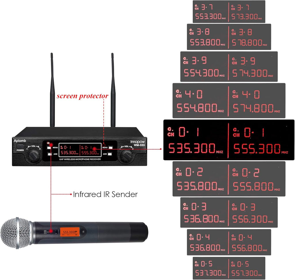 200-Channel Dual UHF Wireless Microphone System, Metal Cordless Mic Set Z424348