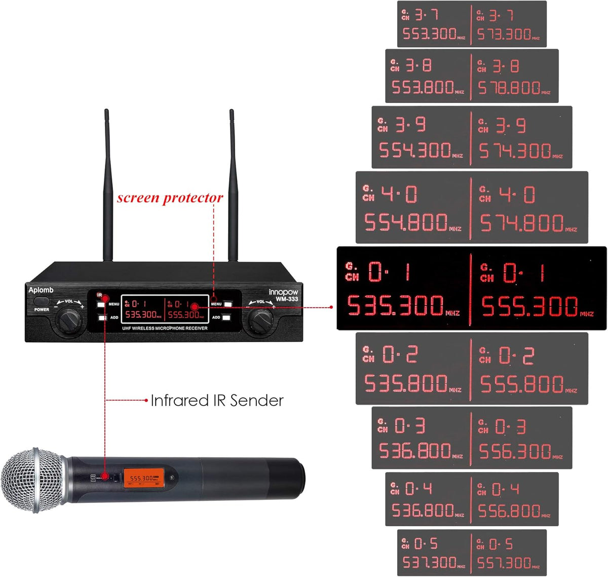 200-Channel Dual UHF Wireless Microphone System, Metal Cordless Mic Set Z424348