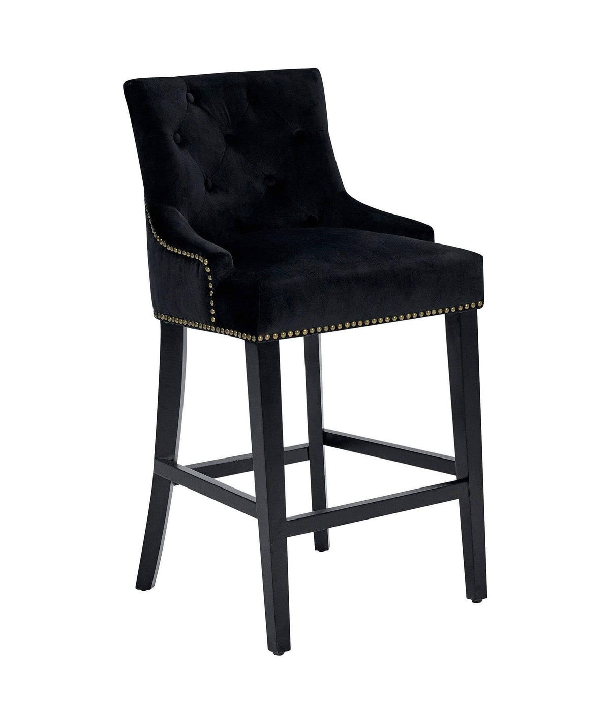 Black Velvet Nailhead Counter Stool Chair H976