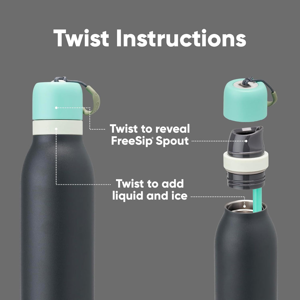 24 oz Insulated Stainless Steel Water Bottle and Bottle Brush Cleaner Set R994