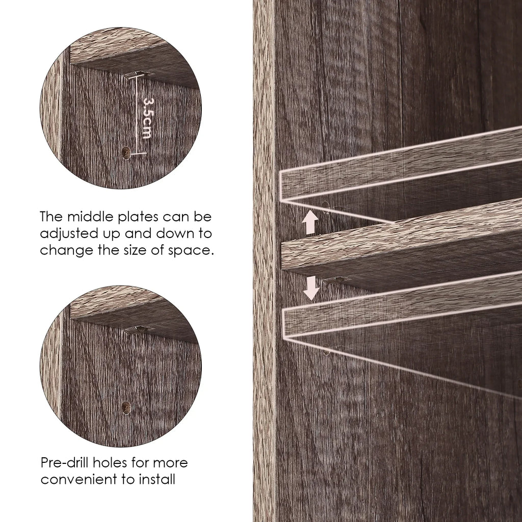 Dark Oak 8 Shelves Narrow Bookcase J59266
