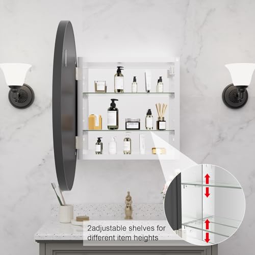 Gold Metal Framed Recessed Bathroom Medicine Cabinet with Beveled Mirror 16x24 inch J1741