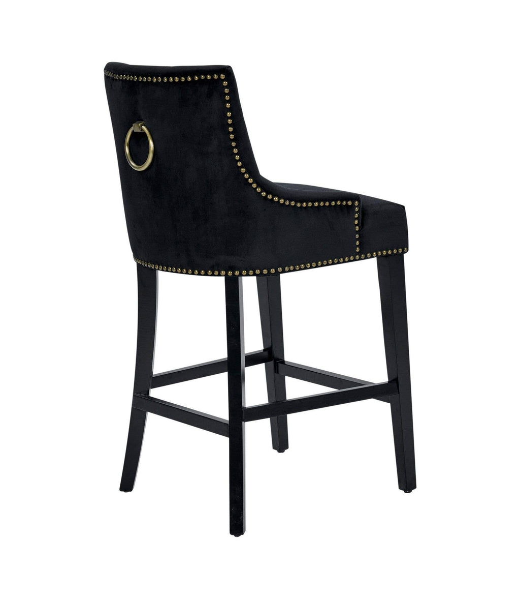 Black Velvet Nailhead Counter Stool Chair H976