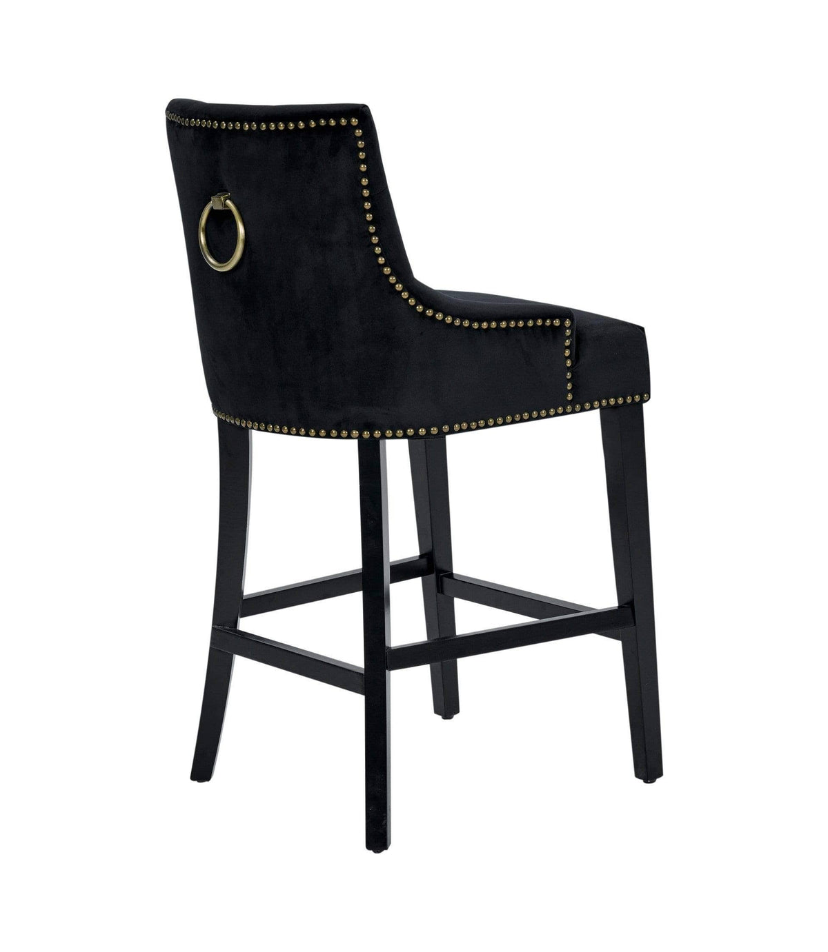 Black Velvet Nailhead Counter Stool Chair H976