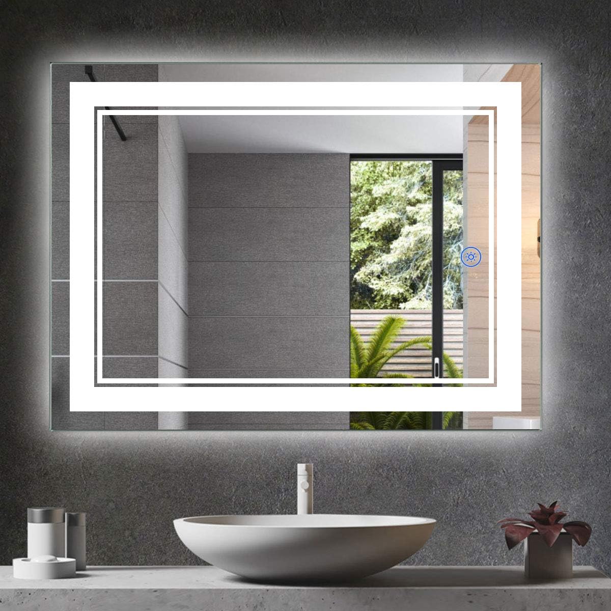 28 x 36 in Vertical Dimmable LED Bathroom Mirror with Anti-Fog Function L924270