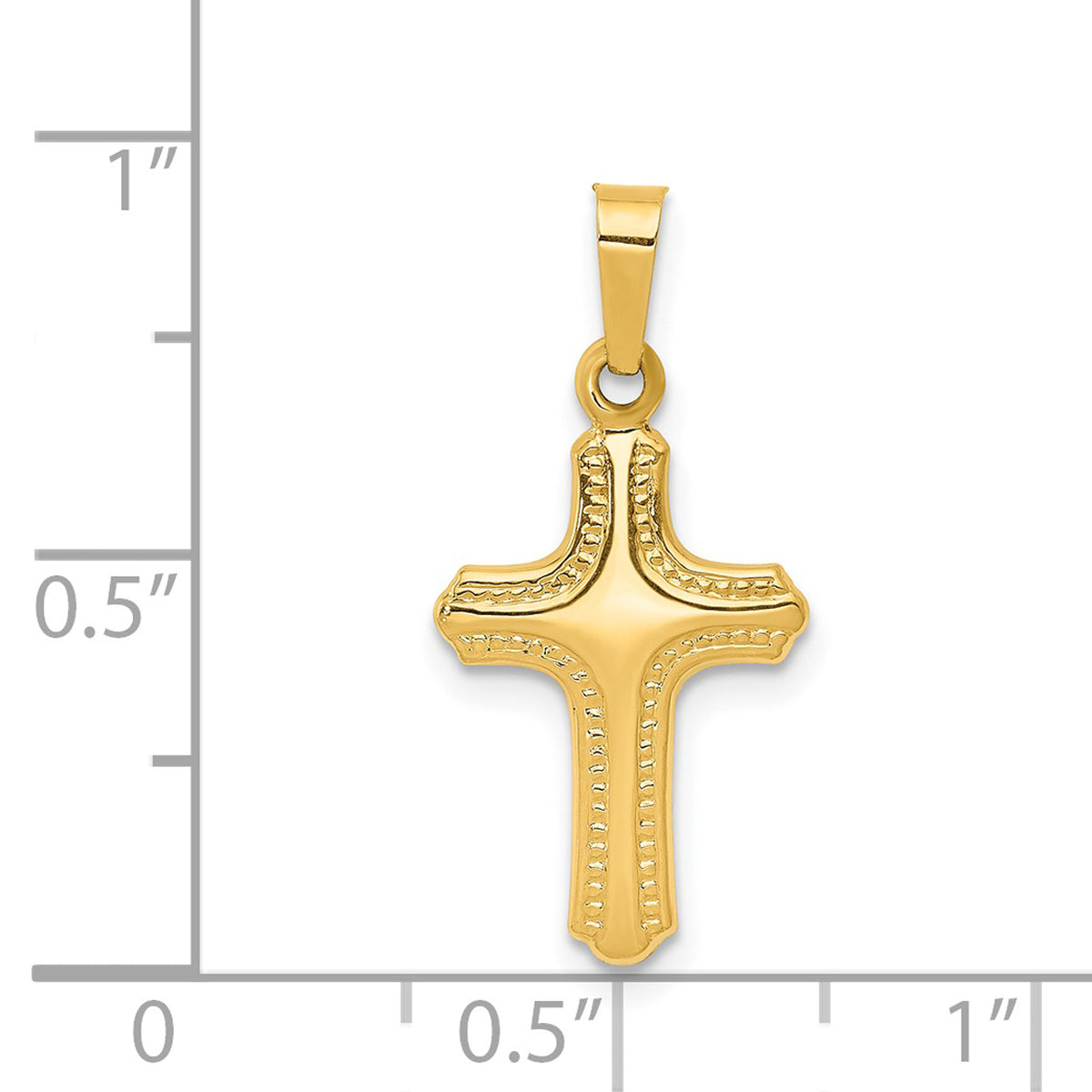 14K Yellow Gold Polished And Textured Cross Pendant Charm G5091
