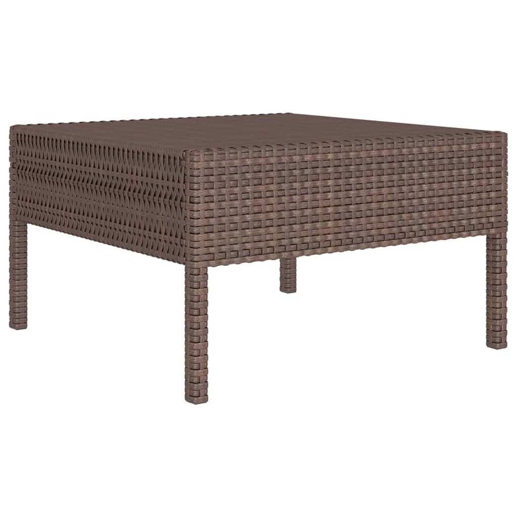 9 Piece Patio Lounge Set with Cream White Cushion Brown Poly Rattan Sectional Outdoor Furniture Set I5243