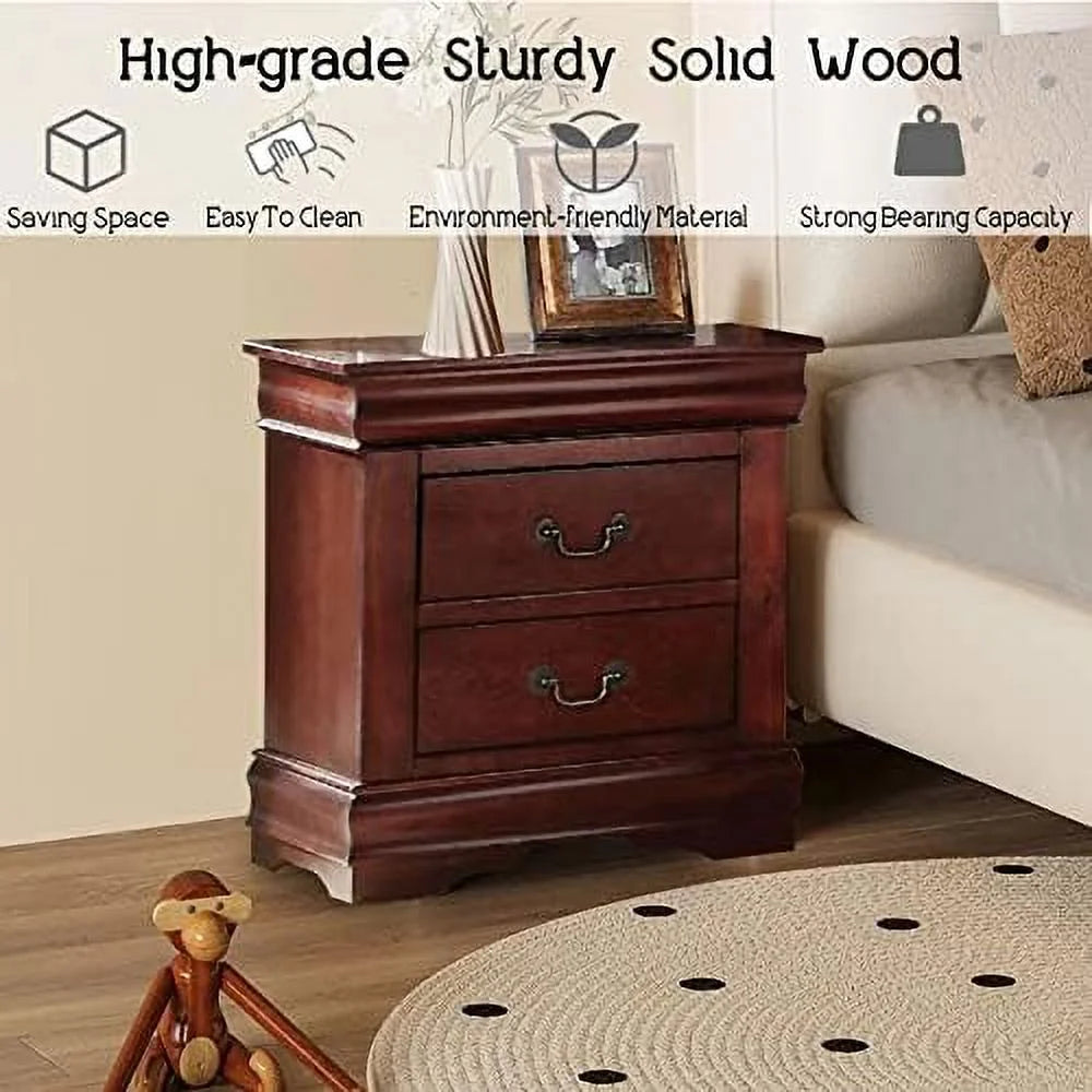Small Wooden Nightstand with 2 Drawers P661