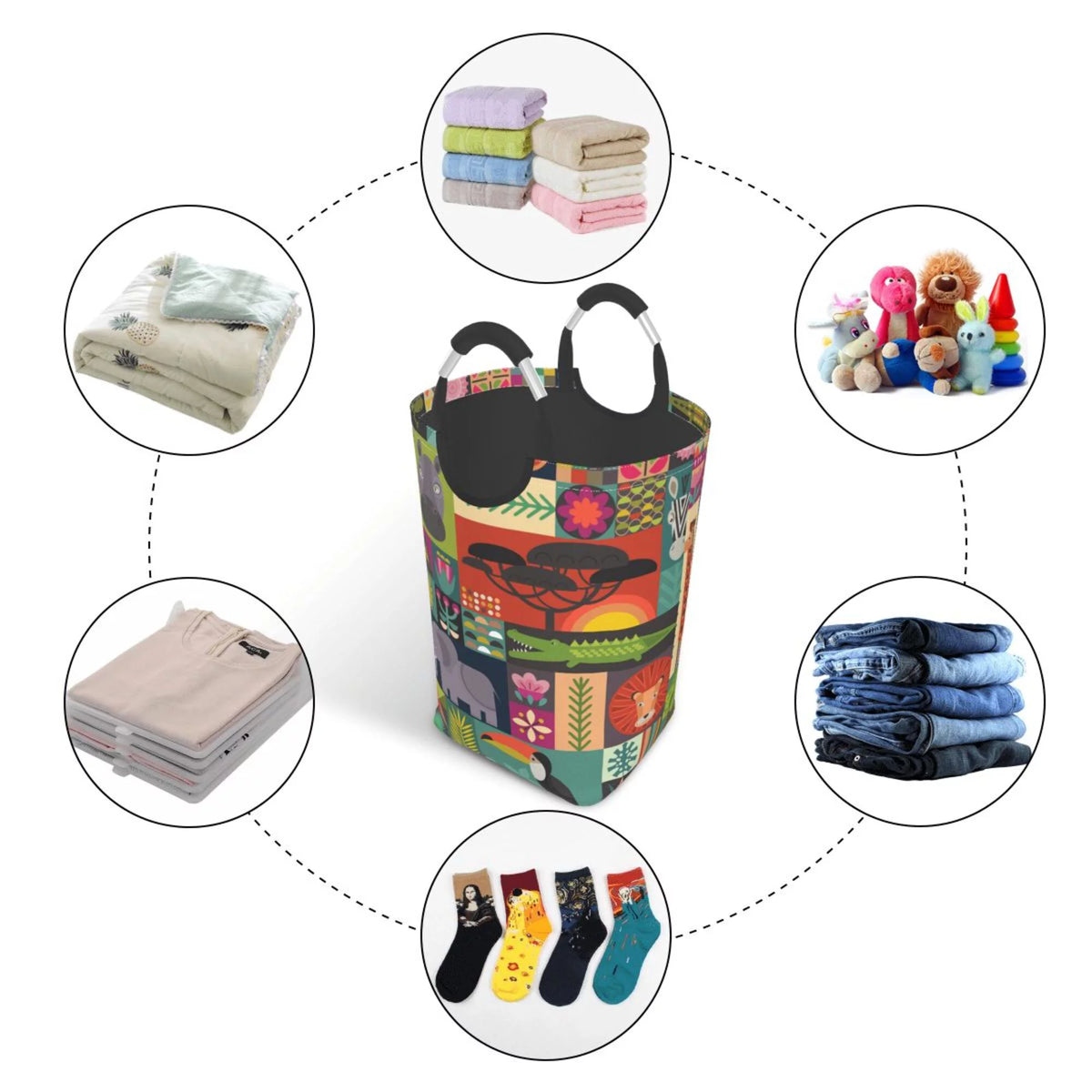 50L Rectangular Laundry Hamper with Aluminum Handles U3123