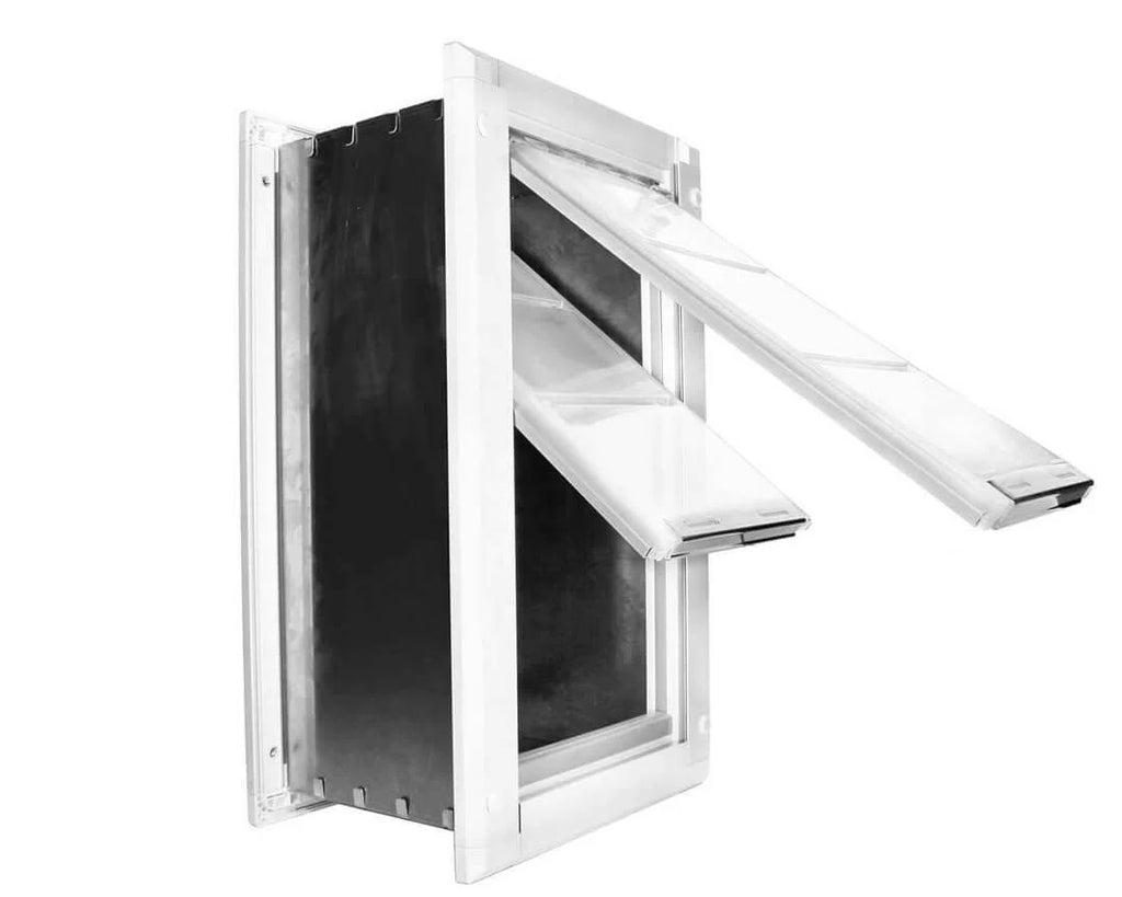 White Wall Mount Pet Door Medium Single Flap R415