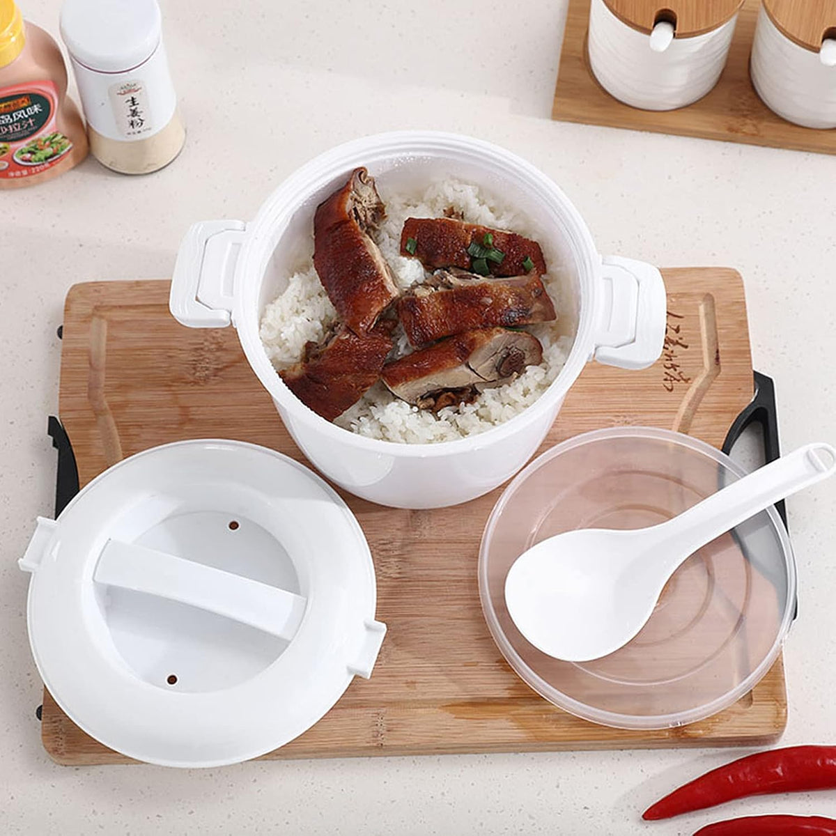 2pcs Round Microwave Rice Cooker Rice Steamer J754