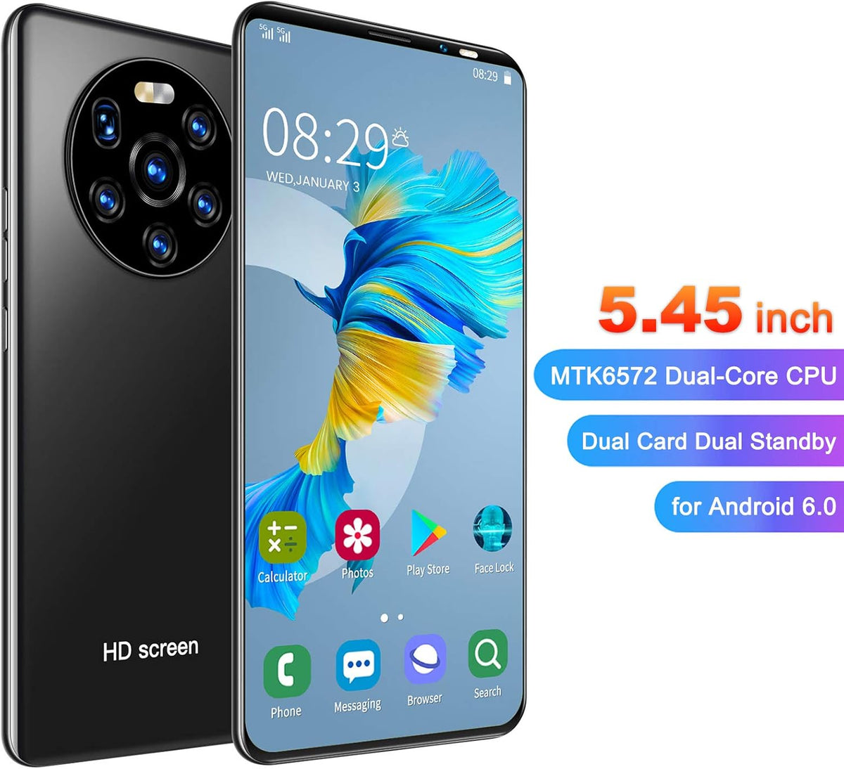 Unlocked Smartphone with Dual SIM Card 128GB Expandable Storage F81786