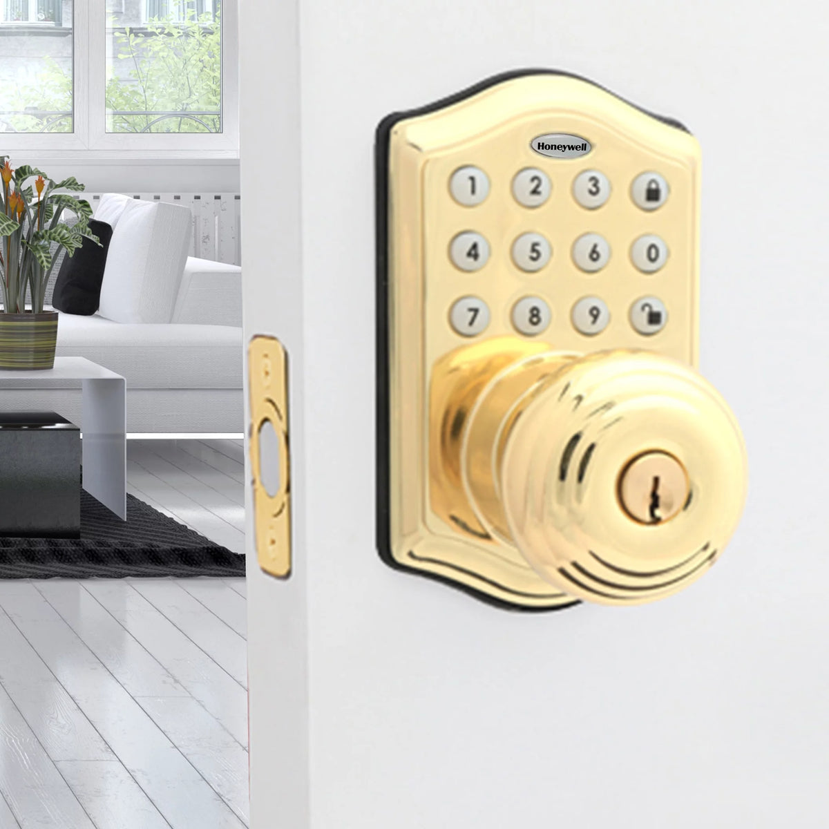 Polished Brass Electronic Entry Door Lock P83604