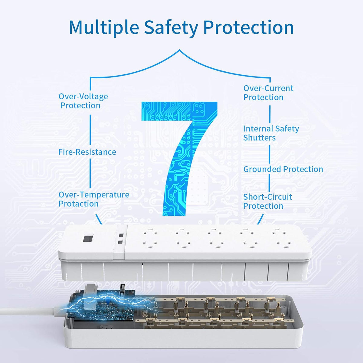 25 Ft Extension Cord Surge Protector with 10 Outlets 2 USB, Pack of 2 M4327