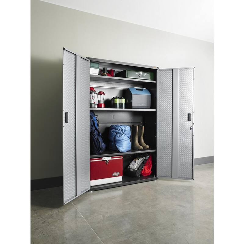 Steel Freestanding Garage Cabinet in Silver Tread F38290