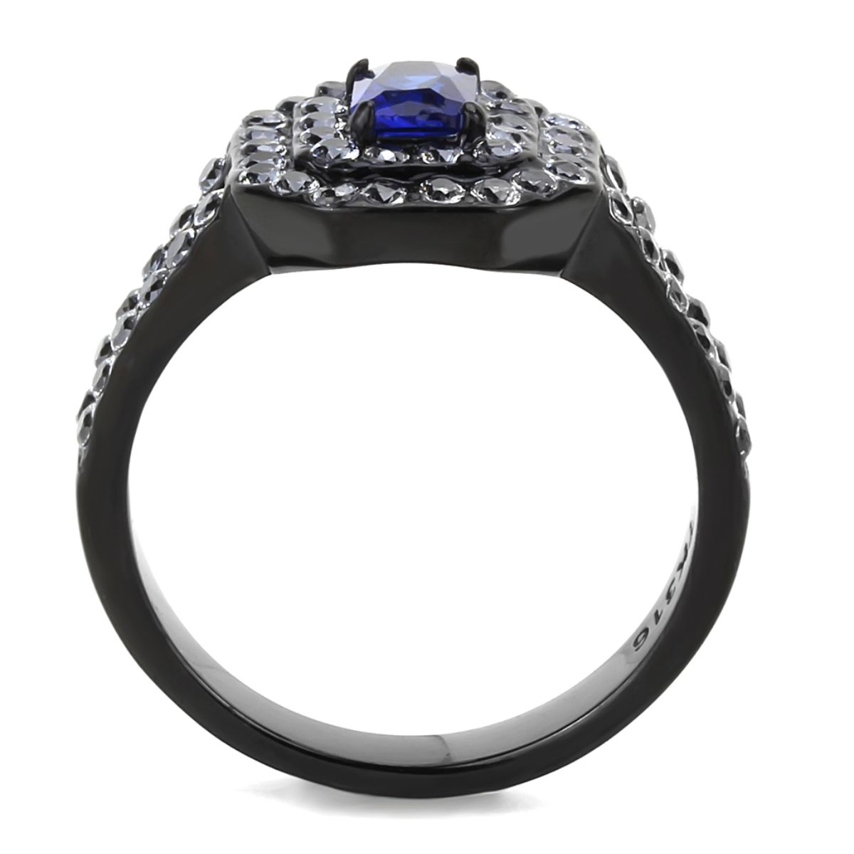Stainless Steel Engagement Ring with Synthetic Glass Stone C945